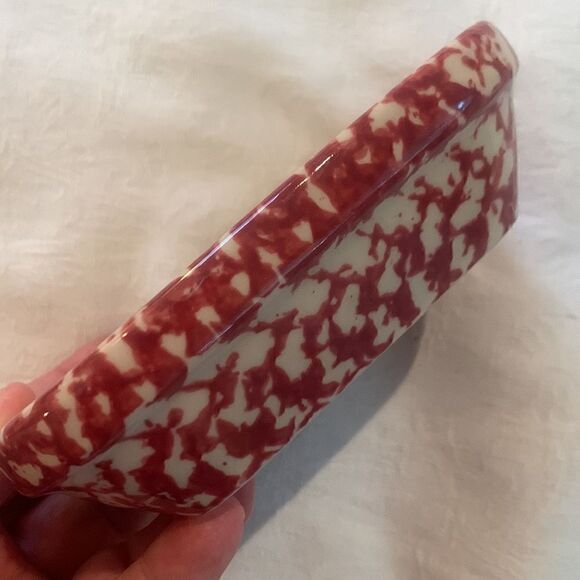 Christmas Dish Vintage Workshops of Gerald Henn Pottery Pink Spongeware Holiday - Picture 4 of 8